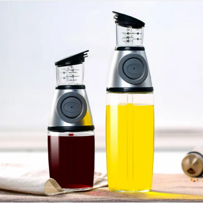 Botella de aceite de cocina, bote de vidrio a prueba de fugas, aceite y vinagre, 250ml, 500ml