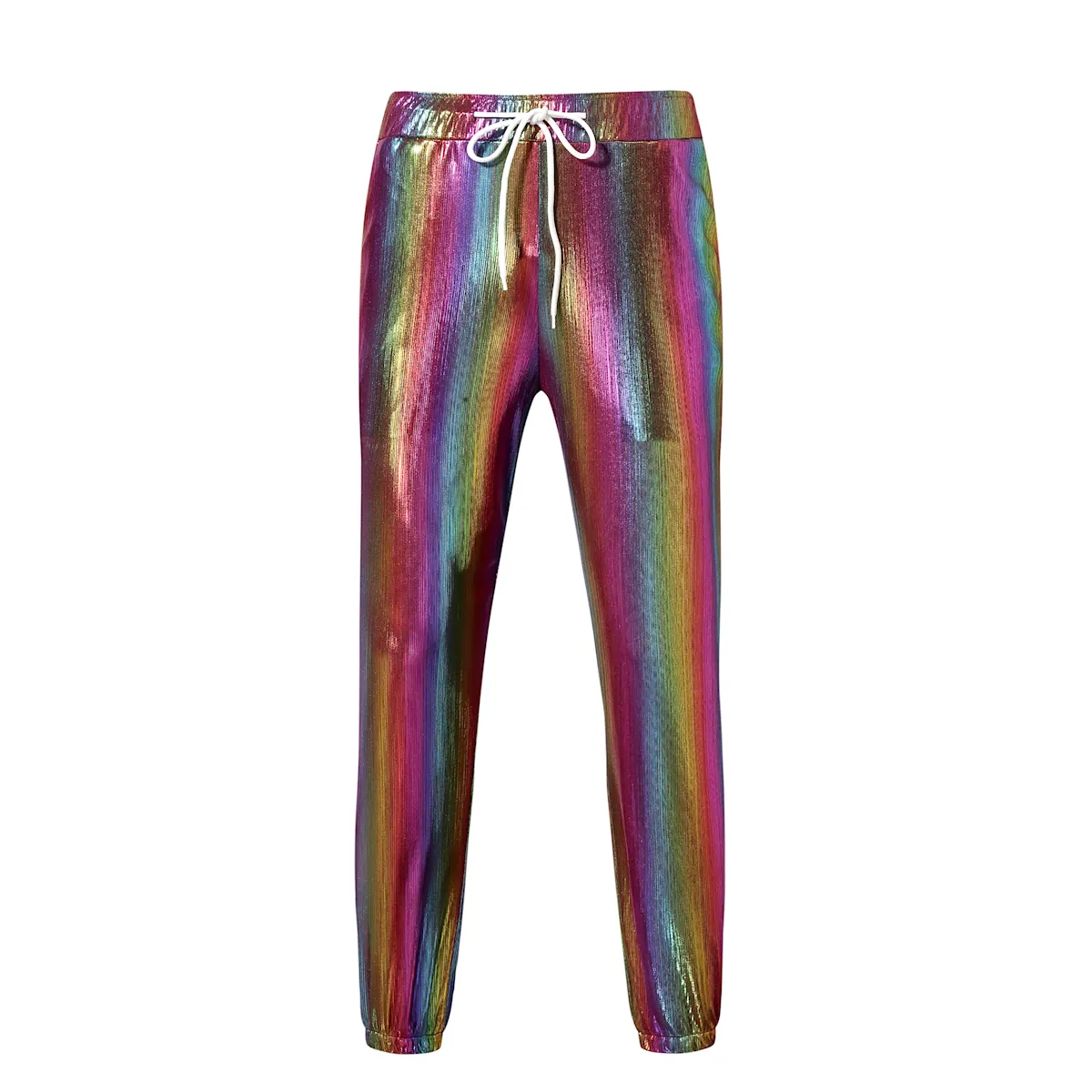 Pantalones de discoteca brillantes metálicos para hombre, pantalones de baile de fiesta con cordón en la cintura para 70s/80s Festival rave Cosplay Pantalones