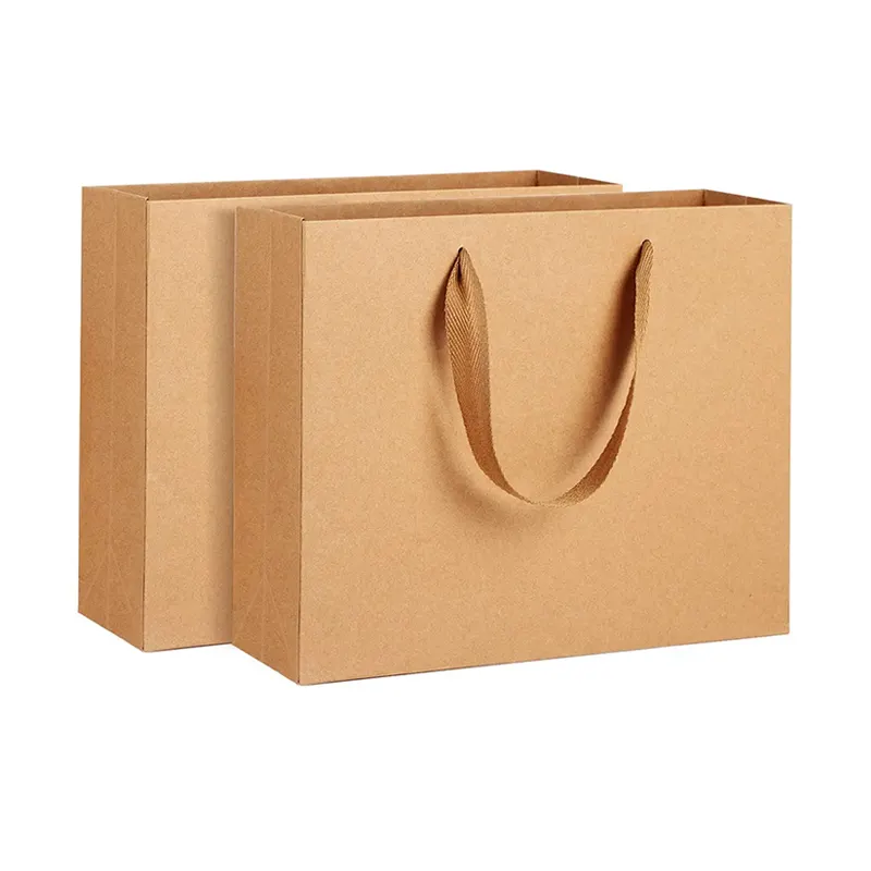 Barato preço personalizado logotipo mercearia embalagem artesanato marrom papel de embalagem com alça