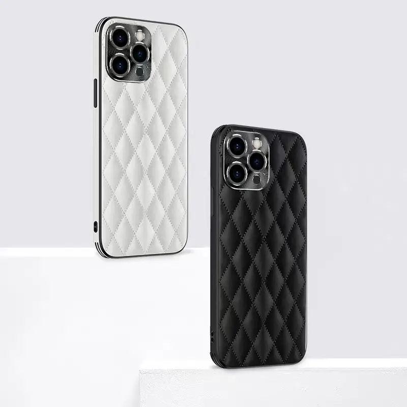 Rhombic Grain PU Leder Handy hülle für iPhone 14 Leder Handy hülle für iPhone 14/Pro Max Ledertasche Mobile Cover