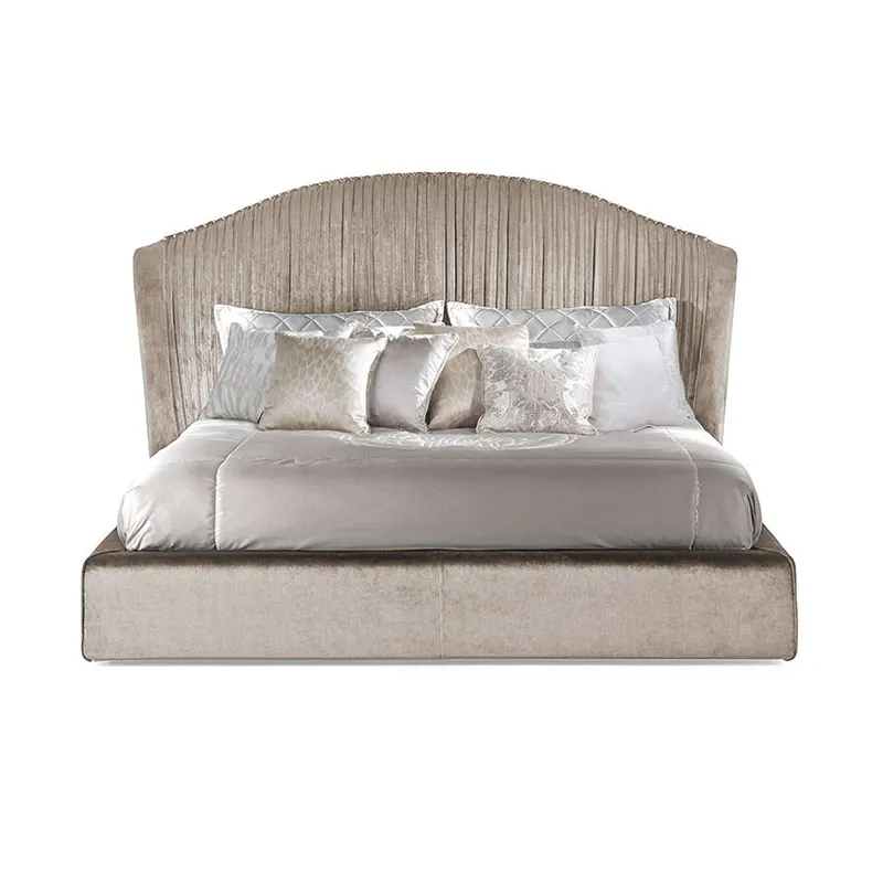 Итальянская двуспальная кровать из натуральной кожи, комплект для спальни, роскошная мебель для спальни, двуспальная кровать, современный дизайн кровати
