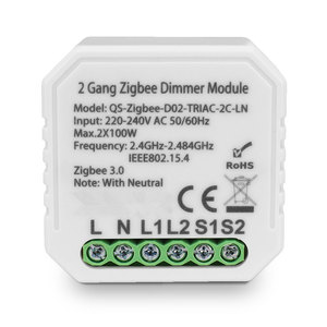 Tuya zigbee3. 0 100-240 В 2 банды умные товары для дома диммер модуль с нейтральным проводом Alexa Голосовое управление Zigbee переключатель света - Product Image 1