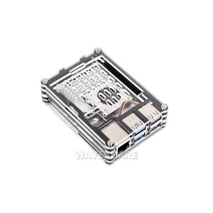 Waves hare Transparent und Black Acrylic Case für Raspberry Pi 5, Unterstützt die Installation von Official Active Cooler - Product Image 1
