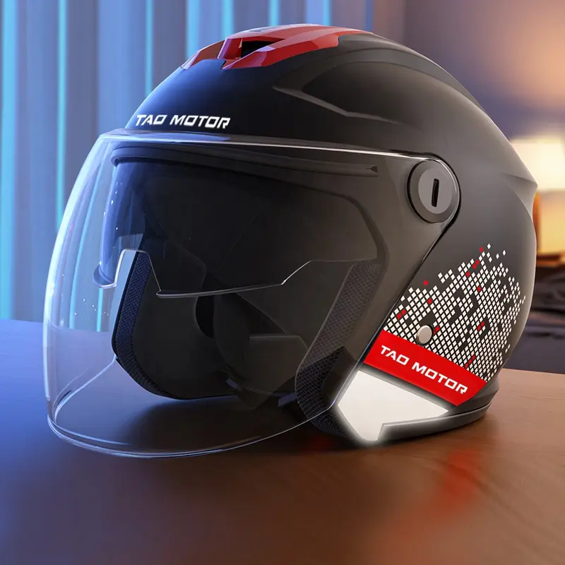 タオモーター2024新しいDOT承認のABSバイクモトハーフフェイスヘルメットオートバイヘルメット