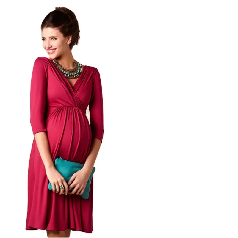 Women Cotton Pregnancy Striped Nursing Dress Long Breastfeeding Nursing Maternity Dresses