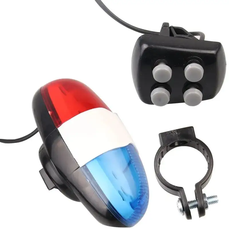 6 LED 4 tonos sonidos bicicletas timbre policías coche luz bocina electrónica sirena para chico niños bicicleta Scooter ciclismo lámpara