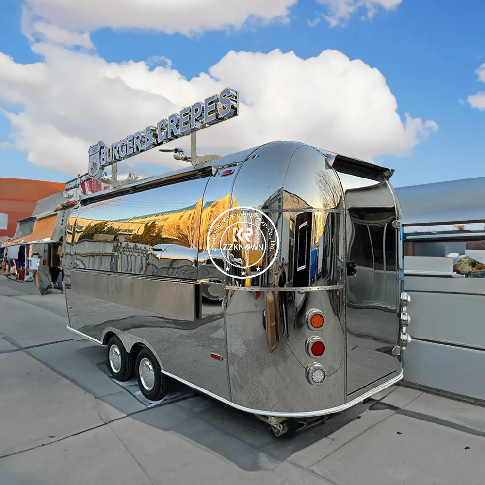 Vendita calda Airstream Food Truck condizionatore d'aria attrezzata In camion di cibo Mobile cibo rimorchio carrello da cucina per la vendita