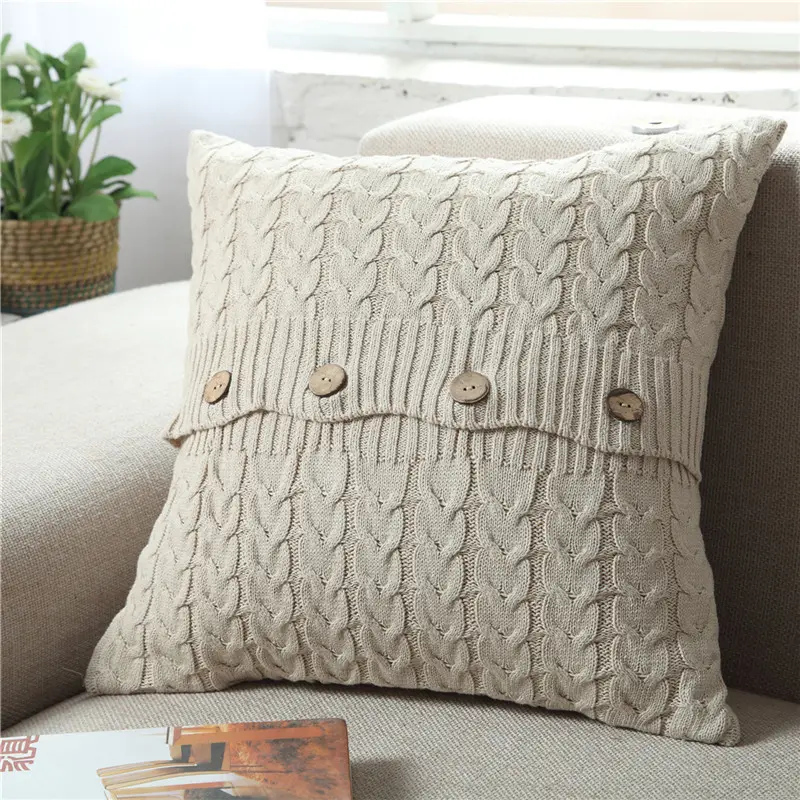 Housse de coussin décorative en acrylique pur, taie d'oreiller pour canapé, 18*18 pouces, tricot, bon marché, 100% pièces, KJ113