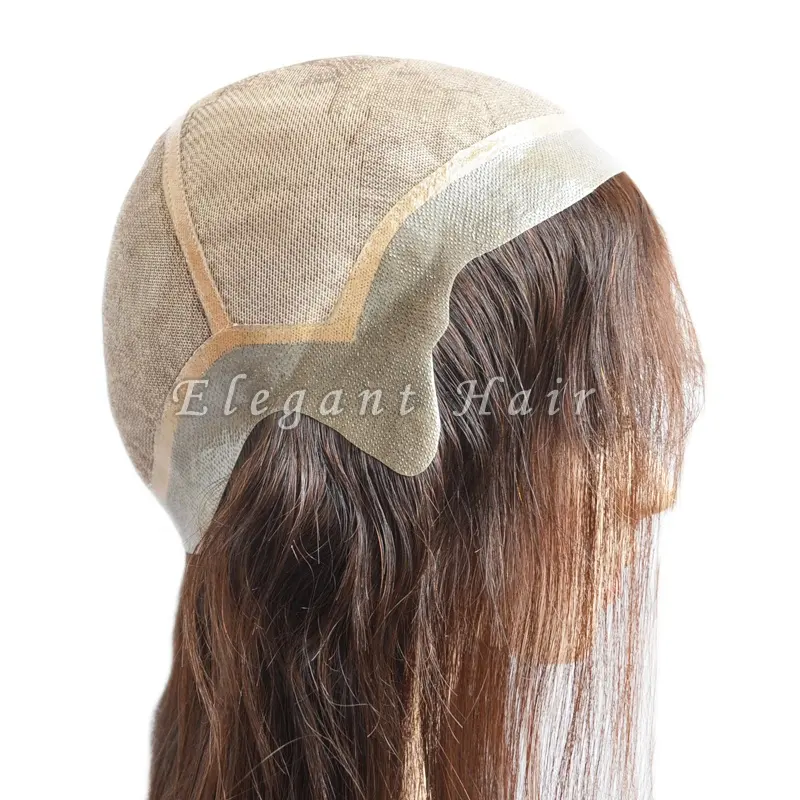 Недорогие 100 натуральные бразильские натуральные человеческие волосы, длинные, на шнуровке, полностью шелковые парики с тонкой кожей из ПУ