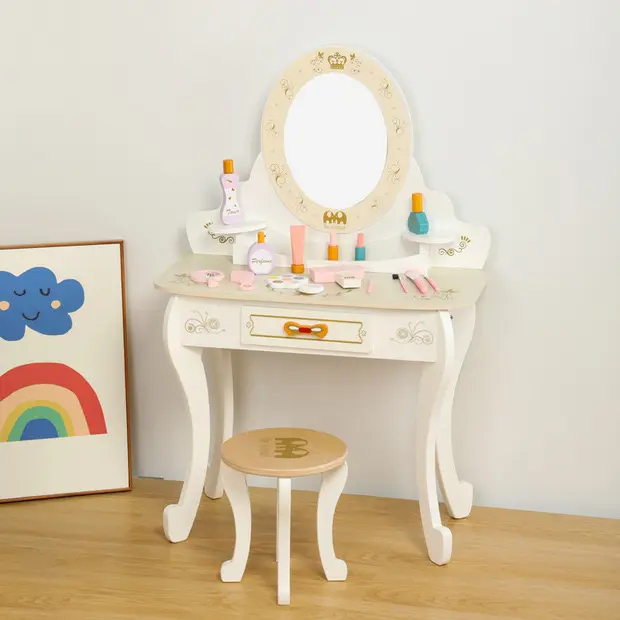 Table d'habillage en bois avec miroirs maison de jeu en bois préscolaire jouet maquillage jouet pour enfants