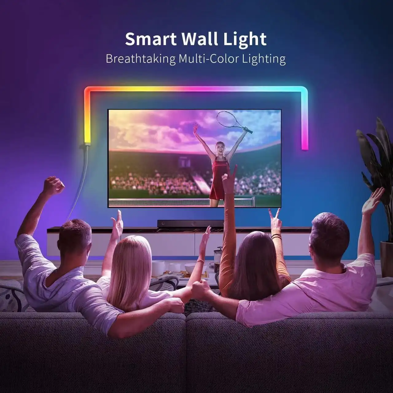 Lâmpada de parede inteligente DIY 9W RGBIC compatível com Alexa e Google App, lâmpada inteligente com controle de voz e atmosfera, lâmpada inteligente com wi-fi