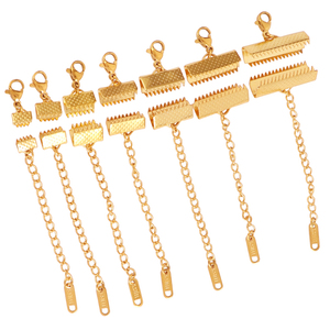 50pcs Stainless Steel Crimp <strong>Clasps</strong> Cord End Cove <strong>Clasps</strong> <strong>String</strong> Ribbon Leather Clips Foldover Connectors For DIY Jewelry Findings - Product Image 3