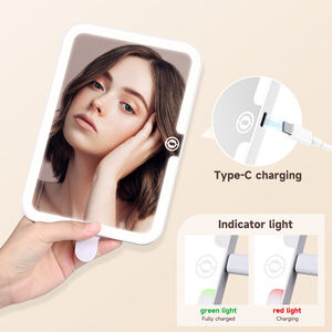 Porta pennelli per il trucco nero portatile borsa per il trucco da viaggio con custodia cosmetica a specchio a Led - Product Image 4