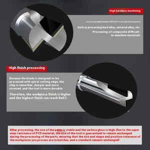 Jinchuan High-Gloss CNC Engraving Milling <strong>Cutter</strong> PCD Diamond Tool for Single &amp; Double Edge Acrylic Graphite Aluminum 10mm ODM - Product Image 3