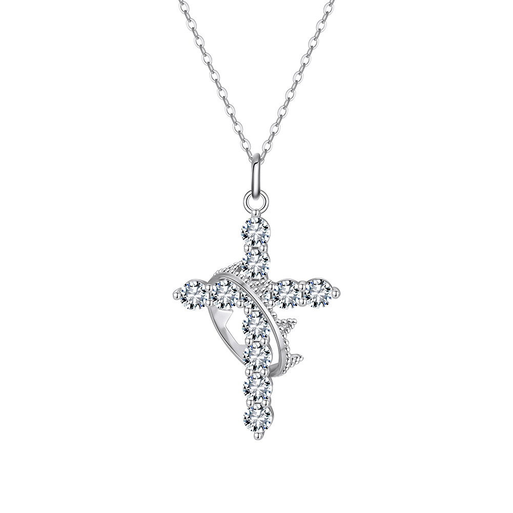 925 pure silver electroplated white gold 5a zircon 45cm 3.71g