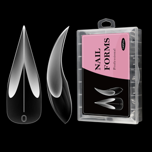 140 adet derin kavisli Stiletto pençe çift tırnak formları kullanımlık 14 boyutları tırnak oluşturucu jel İpuçları - Product Image 2