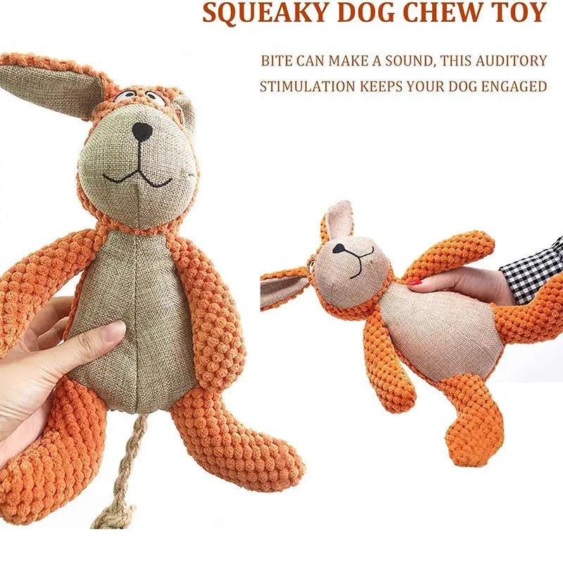 מכירה חמה חדש כלב בלתי ניתנת להריסה ממולאים חיות בפלאש צעצוע חורק ארנב חזק כלב לעיסה צעצוע לכלב קטן אגרסיבי בינוני