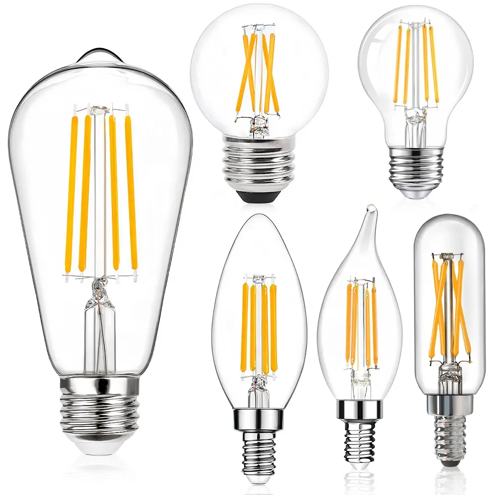 JESLED Hot Sales Indoor 4W 6W 8W Dimmable LED Edison Bulbs E27 E26 E14 B22 LED Filament Bulb A19 A60 SMD LED Lights For Home OEM