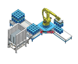 <strong>Automatic</strong> Oil/ Water Barrels <strong>Robot</strong> Palletizer <strong>System</strong> With Base Plate/ Fence /<strong>pallet</strong> Dispenser/ Board Placing Device/ Conveyor - Product Image 3