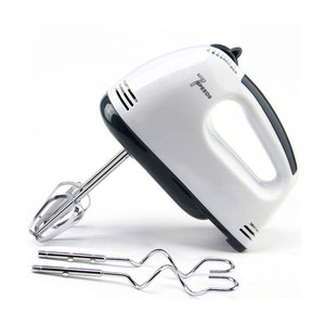 7 Speed Control Stainless Steel Hooks and Chrome Beaters Attached Cake Plastic Electric Hand Mixer - Product Image 1
