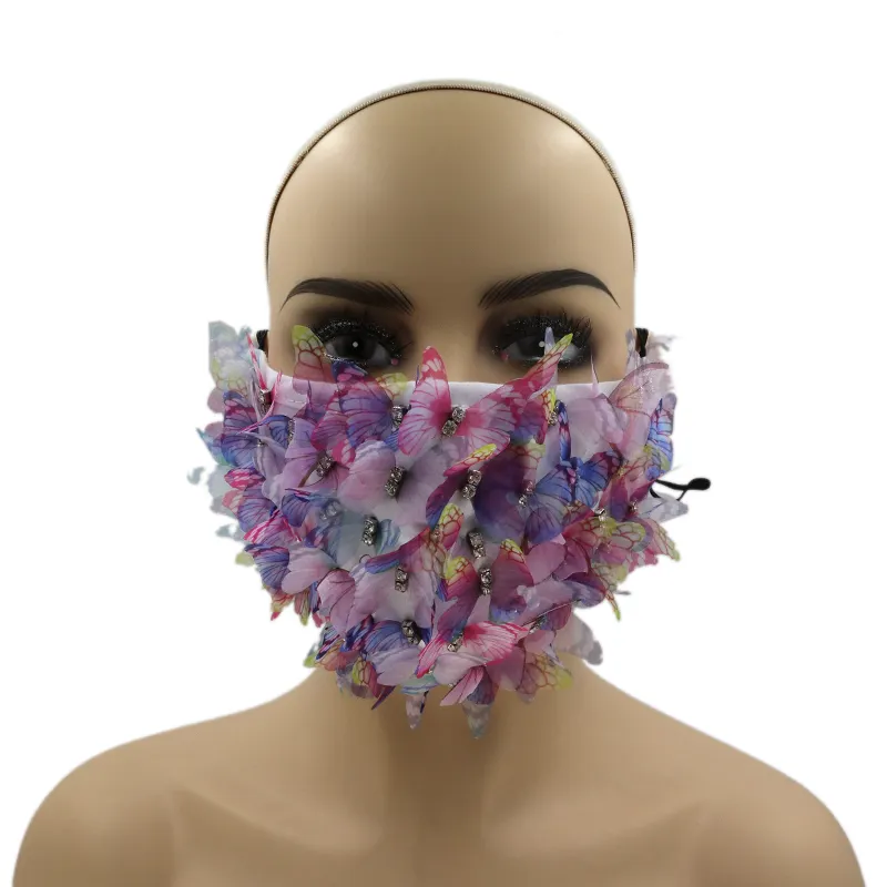 Máscara facial borboleta para decoração de festas, máscara reutilizável com design exclusivo de borboleta para rosto com poeira