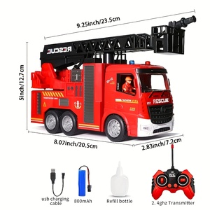 YX şarj edilebilir uzaktan kumanda oyuncak itfaiye kamyonu 1:20 ölçekli yangın söndürme araç püskürtme su özelliği elektrik güç şarj - Product Image 5