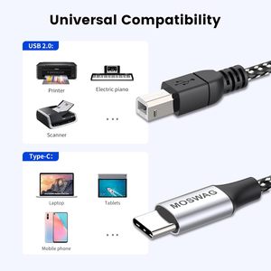 USBC-USBBMIDIケーブルタイプC-USBMIDIケーブルナイロン編組2.0プリンタースキャナーコード - Product Image 4