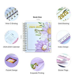Diario académico personalizable A5 A6 B5 cuadrícula punteada 2023 2024 banda elástica agenda de tapa dura planificador diario cuaderno - Product Image 2