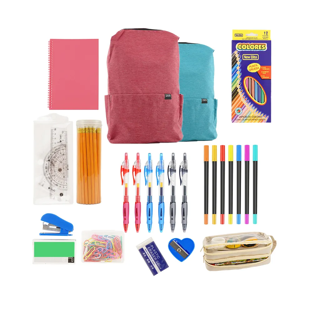 Mochila personalizada OEM para niños, herramienta de dibujo, juego de papelería para mochila escolar, proveedor de vuelta a la escuela