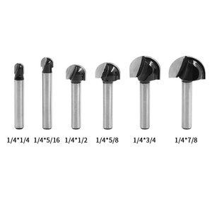 เครื่องตัดขอบด้านล่างเป็นทรงกลมสีดำ6ชิ้นเครื่องกัดงานไม้ด้าม1/4เครื่องกัดหัวกลมครึ่งหัวเครื่องแกะสลักแบบนูน - Product Image 3