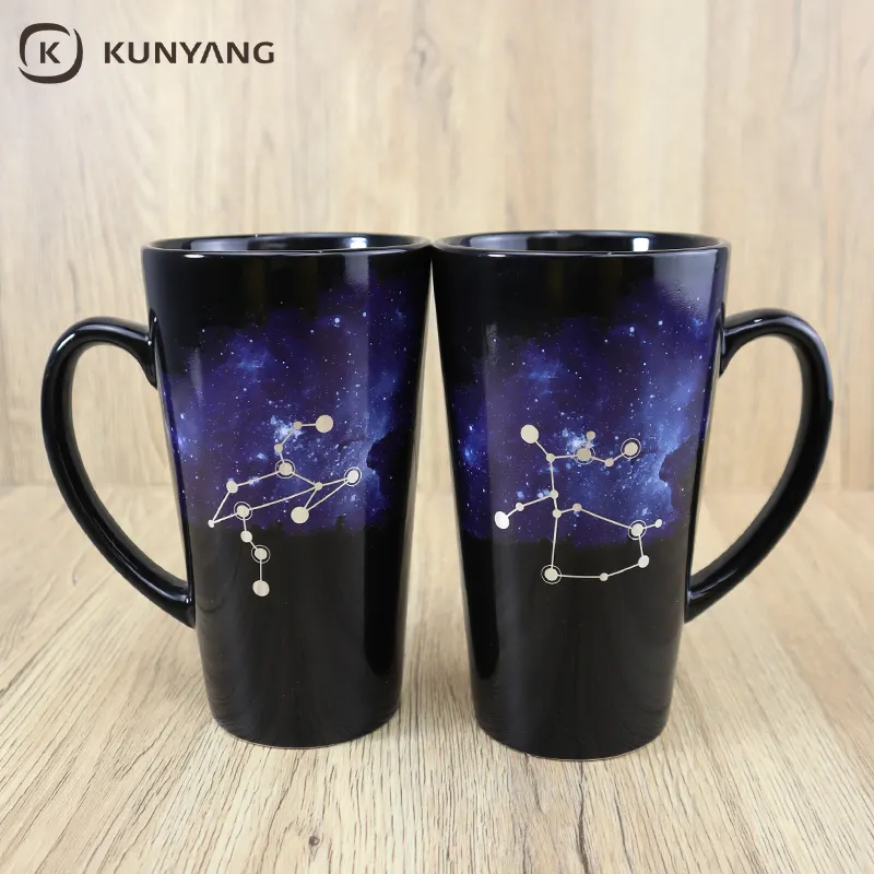 Tazze da caffè in ceramica di grande capacità promozionali moderne dello zodiaco stellato
