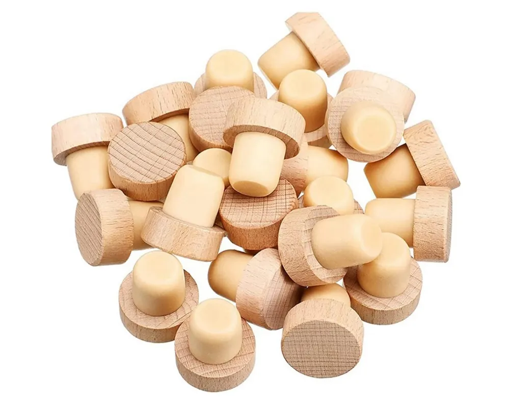 Tapones de corcho cónicos de madera redondos personalizados Tapones de corcho artesanales para botellas de vino y cerveza hechos de material plástico
