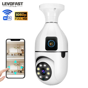 Levofast กล้องวงจรปิดเลนส์คู่ Wi-Fi V380 2MP โปรหลอดไฟ E27อัจฉริยะกล้องรักษาความปลอดภัยไร้สาย360องศา