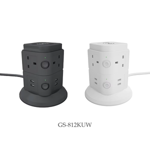 Cable de extensión de placa de alimentación de Torre Vertical anti-trueno de enchufe británico multicapa con interruptor y carga inalámbrica - Product Image 2