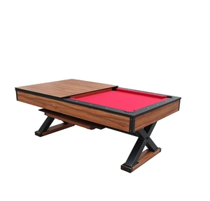 New High-End 7ft Indoor X-Leg Thick Slate <strong>3</strong>-in-1 Multi-Purpose Pool <strong>Table</strong>/Dining <strong>Table</strong> <strong>Set</strong> with 4 Chairs for Home Use - Product Image 5