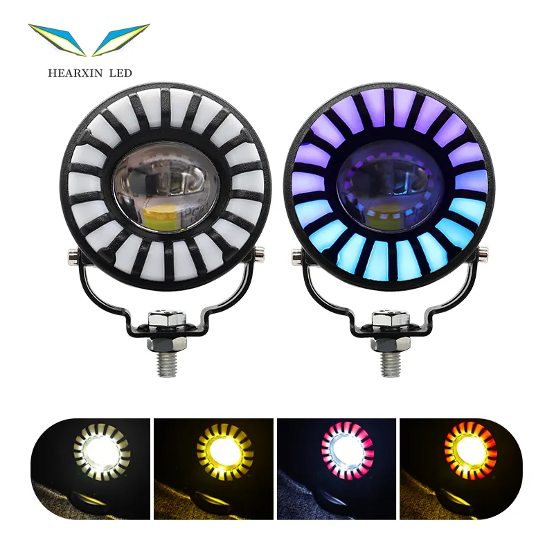 Phare antibrouillard rond à LED de 3 pouces, multicolore, IP67, pour conduite tout-terrain, pour camion