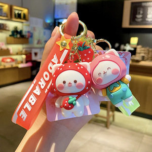 Desenhos animados personalizados 3D PVC plástico macio Keychain borracha mochila pingente Hand-Made presente com design boneca
