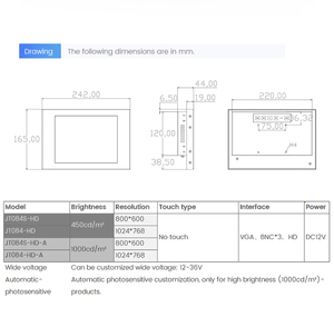 Security Monitoring 8.4 Inch Industrial <strong>LCD</strong> Display Screen <strong>Monitor</strong> <strong>BNC</strong> VGA DC 1024*768 resolution <strong>LED</strong> Backlight Speaker Desktop - Product Image 6