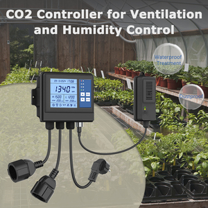 Co2 שסתום & בקר מאוורר לגדול חדר, צג לחות טמפרטורה co2 קיר
