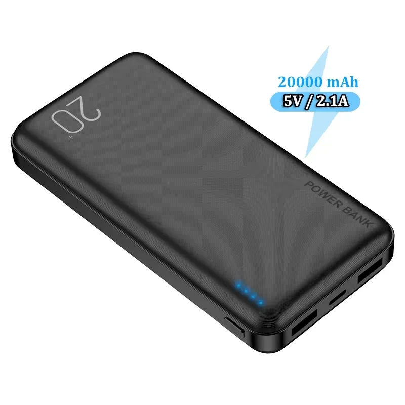 Cargador USB dual de polímero de litio de gran capacidad real 20000mAh 5V 2A 2.1A, baterías externas de energía de mAh