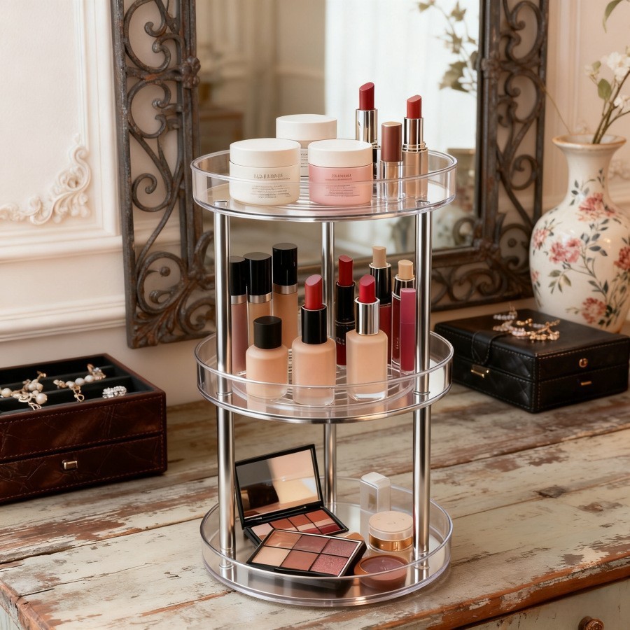 Three-tier, three-column stainless steel storage rack