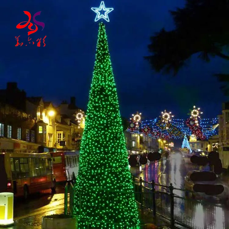 Tampilan lampu liburan skala besar grosir lampu tabung raksasa penggunaan luar ruangan pohon Natal 3D dengan lampu