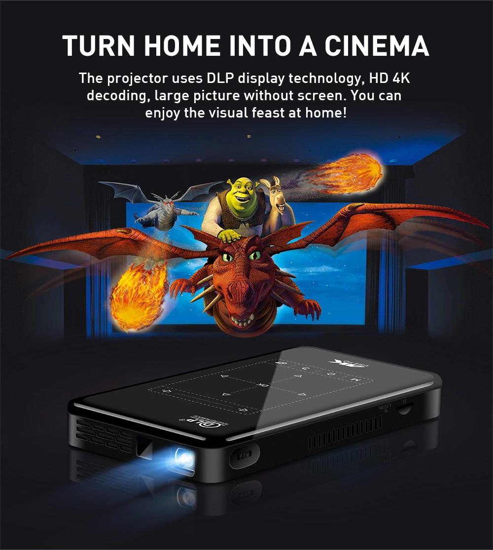 Ultra HD 4K Mobil DLP Etkileşimli Projektörler Cep Taşınabilir Ev Sineması 2