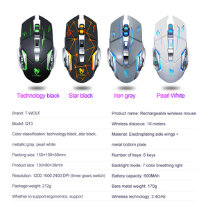 T-WOLF Q13 OEM/ODM 2.4G BTワイヤレスマウスモバイル対応超高速ワイヤレスRGBバックライト付き6DゲーミングPCマウス - Product Image 6