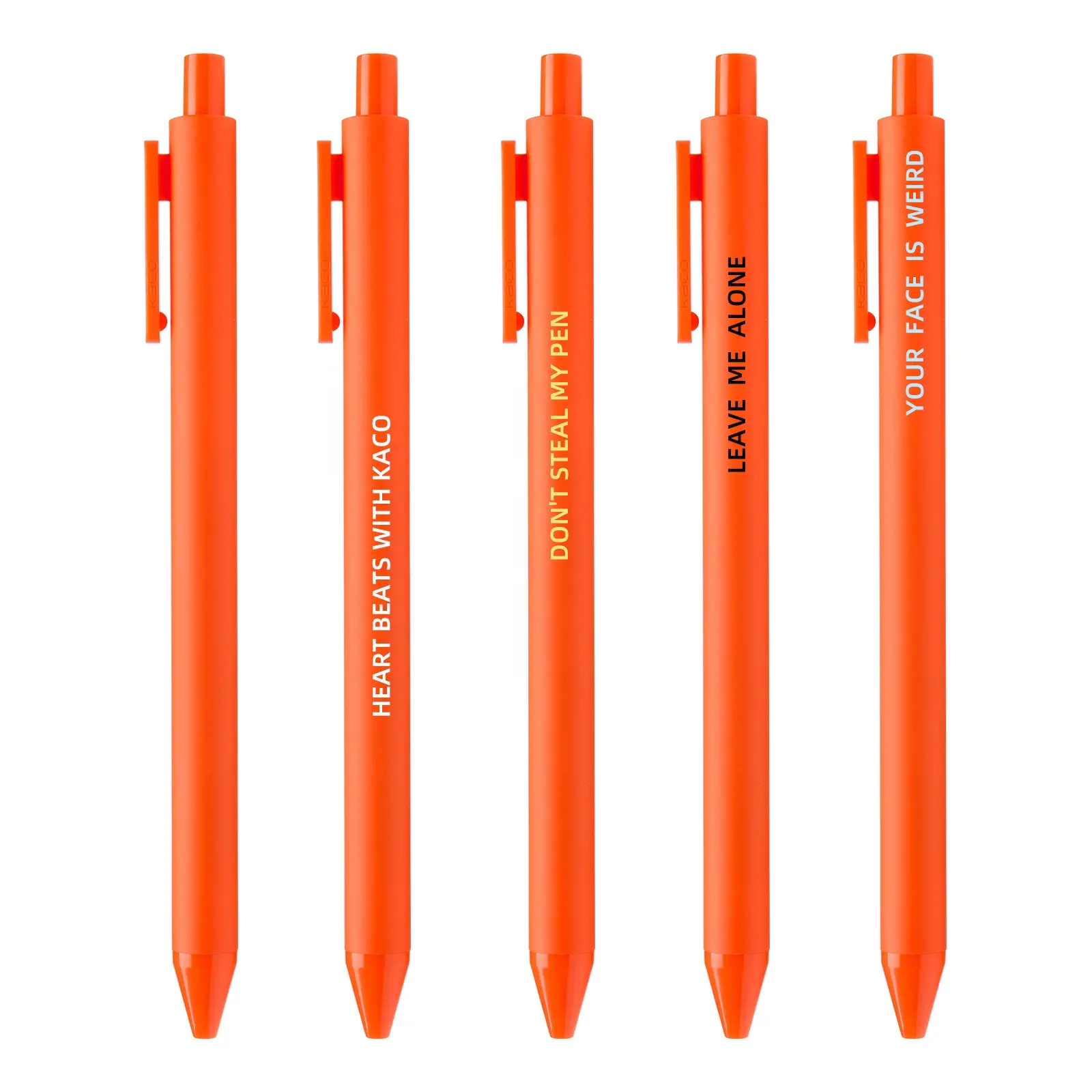 KACO शुद्ध कस्टम जेल कलम काले रंग का स्याही नारंगी वापस लेने योग्य Refillable 0.5mm ठीक बिंदु के लिए कार्यालय स्कूल घर की आपूर्ति