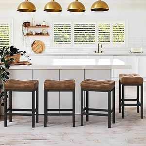 Hiện đại màu đen không thấm nước khung kim loại thanh phân với Faux Da yên backless truy cập chiều cao cho nhà bếp đảo <span class=keywords><strong>24</strong></span>-<span class=keywords><strong>inch</strong></span> - Product Image 3