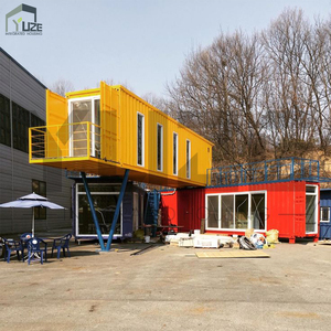 Contenedor amarillo negro de dos pisos, espacio de oficina con fachada de vidrio, aire acondicionado y estructura modular - Product Image 3