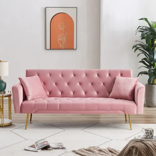 Simple Fabric Sofa Home Furniture Pink 3 Seater Folding Sofa Bed for Living Room Furniture Modern Leather Sofa Set Velvet Divano