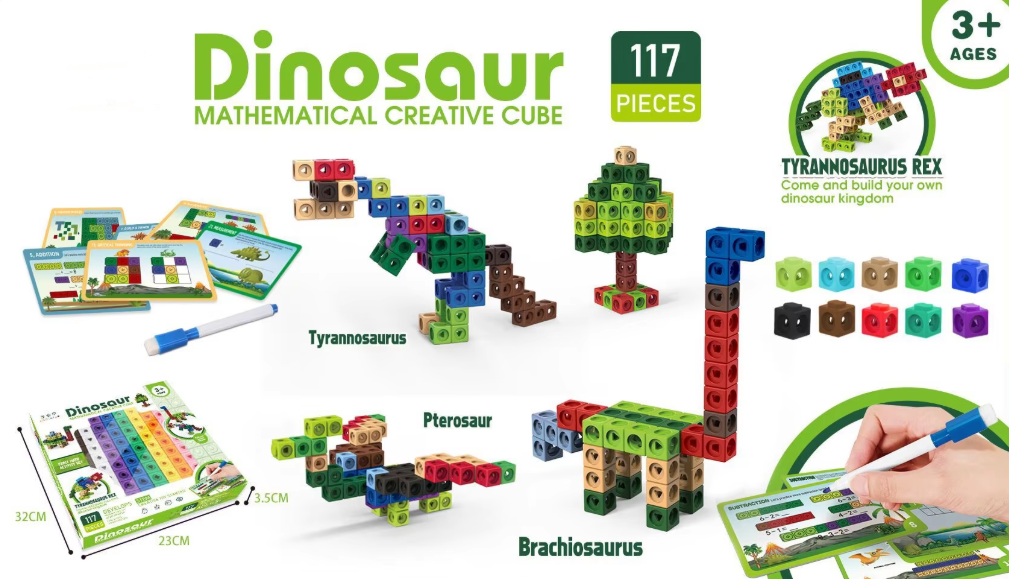 Ensemble de dinosaures cubes mathématiques créatifs - AQ811