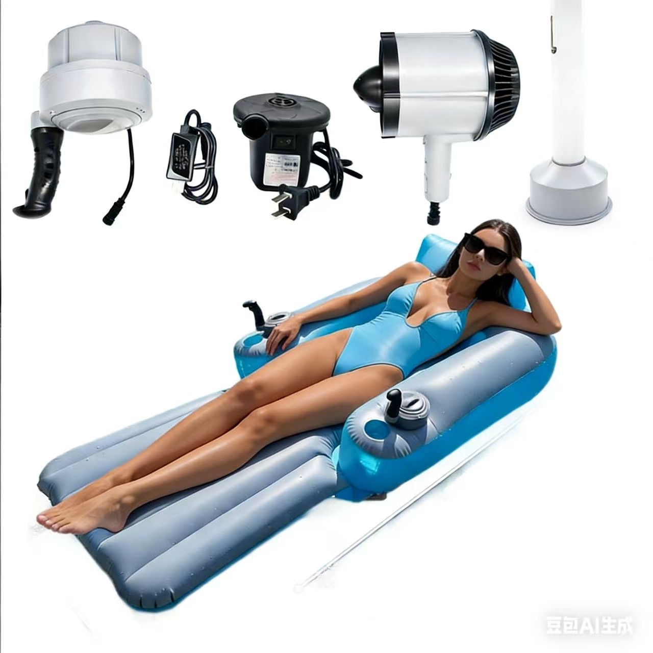 blue-Electric+rectangular inflatable lounge chair
